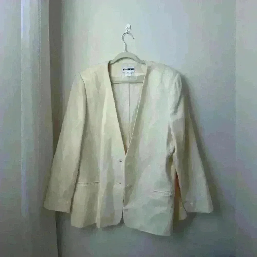 Cream Wool Blend suit set Women size 22w academia plus size fall fashion classy
